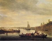 Saloman van Ruysdael The Crossing at Nimwegen oil